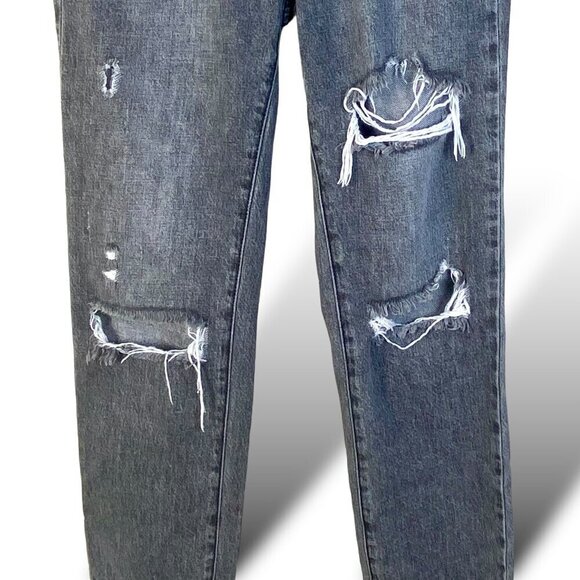 BDG Urban Outfitters Slim Straight Jeans Women 25 Black Distressed Button Custom - Picture 6 of 16